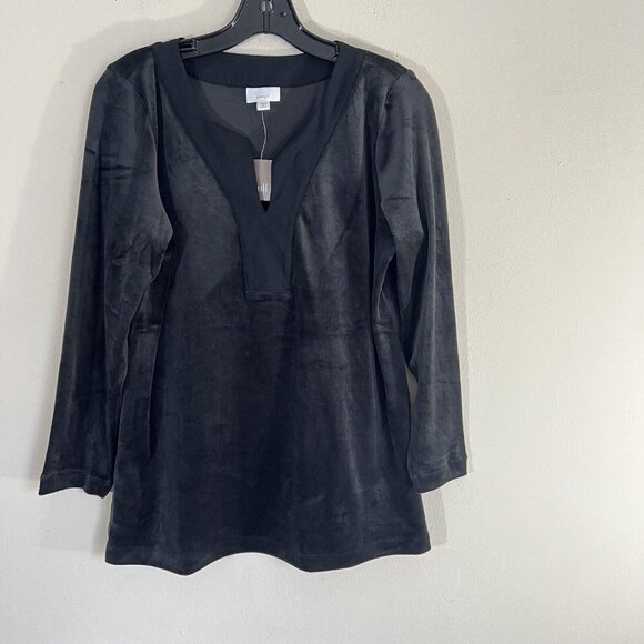 J. Jill Pure Jill Women’s Velour V-Neck Tunic Stretch Black Petite Medium New - Picture 6 of 6